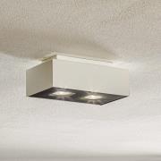 Taklampe Kasi i stål i hvit, 2 lyskilder