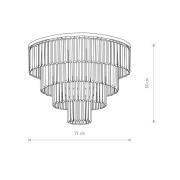 Cristal taklampe, transparent/svart, Ø 71cm