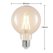 LED-pære E27 8 W G95 2 700 K globe filament, klar