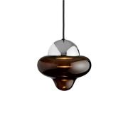 LED-hengelampe Nutty, brun/kromfarget, Ø 18,5 cm, glass