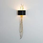 Elba lungo vegglampe, gull/sort, høyde 144 cm, jern