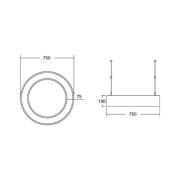 BRUMBERG Biro Circle Ring opp/ned Ø75 75W på/av svart 830