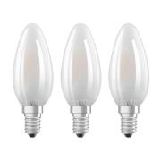 OSRAM LED-stearinlys E14 Classic B 4,2 W 2700 K matt 3-pakning