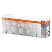 OSRAM LED-pære E27 base CL A 7W 4 000K klar 5er