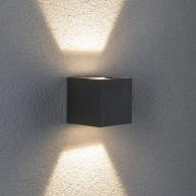 Paulmann Cybo utendørs LED-vegglampe, 2700 K, 8 x 8 cm, grå