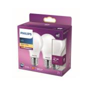 Philips LED-pære E27 4,5W 2 700 K opal 2 stk