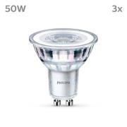 Philips LED-pære GU10 4,6W 390lm 840 klar 36° 3stk