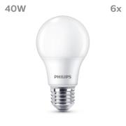 Philips LED-pære E27, 4,9W 470lm 2 700 K matt 6stk