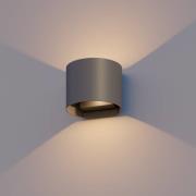 Calex utendørs LED-vegglampe oval, opp/ned, høyde 10 cm, antrasitt