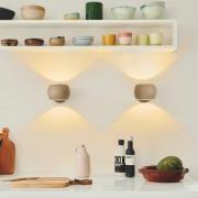 Vegglampe Belir up/down med støpsel, brun