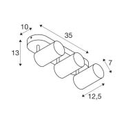 SLV Asto Tube downlight GU10 med 3 lyskilder, lineær design, svart