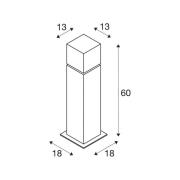 SLV Square Pole sokkellampe, høyde 60 cm, grå, rustfritt stål