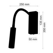 Rocco LED-vegglampe, matt nikkel Flexarm rød