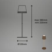 Kiki LED-bordlampe, brun/gull, IP44, 3 000K