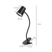 Lindby Ailina LED-bordlampe, klemmefot, svart