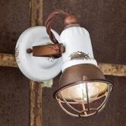 Vegglampe C1675/1, hvit/rustbrun, keramikk, 18 cm høy, E14