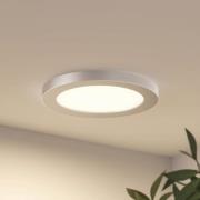 Prios LED-taklampe Aureka, Ø 23 cm, sølv, metall