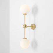 Vegglampe Alison, 2 lyskilder, messing/hvit, 59 cm