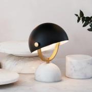 Beacon bordlampe Lowe, sort/messing, marmorsokkel
