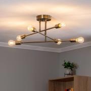 Taklampe Flower 176, 6 lyskilder, gull antikk