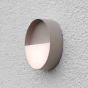 Meg LED, oppladbar utendørs vegglampe, sandfarget, Ø 15 cm