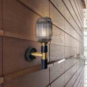 Norma vegglampe, 42 cm, svart/messing, glass, E27