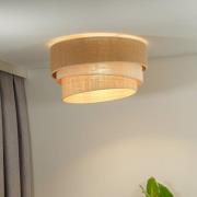 Euluna taklampe Trio Jute, naturbrun/hvit/raffia Ø 60 cm