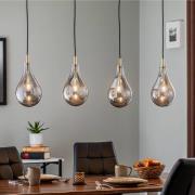 Pendellampe Oaza, 4 lyskilder, røykgrå/svart