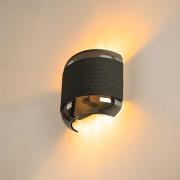 SLV vegglampe Pantilo Rope, svart/grå/sølv, glass