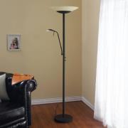 Lindby LED-gulvlampe Ragna, leselampe, svart, dimbar