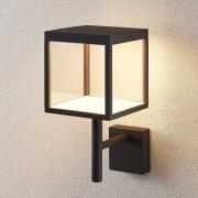 Lucande LED-vegglampe Cube, antrasitt, glass, 37 cm, IP54