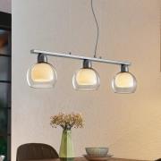 Lucande Kaiya hengelampe, 3 lyskilder, Ø 14 cm, avlang