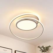 Lucande LED-taklampe Noud, 65 cm, sølv, metall, CCT