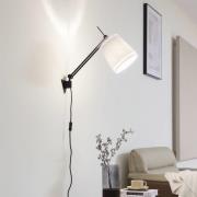 Lucande vegglampe Caelia, støpsel, svart, tekstil, E27