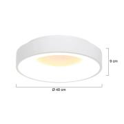 Ringlede LED-taklampe, 2700 K, Ø 48 cm, hvit, metall