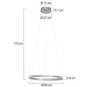 Ringlux hengelampe, Ø 60 cm, 2 lyskilder, stål