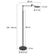 LED-gulvlampe Soleil, svart, metall, dimmer