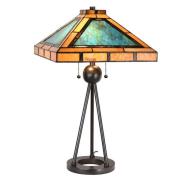 Bordlampe 5LL-6164, Tiffany-design grønn/brun