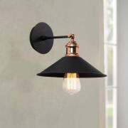 Vegglampe Berceste N-663, svart/kobber, jern, Ø 24 cm