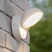 Finn LED-vegglampe, hvit, metall, IP54, dag/natt-sensor