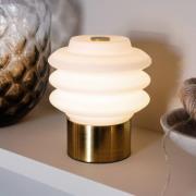 Dyberg Larsen LED-batteridrevet bordlampe Diva, hvit/messingfarget