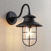 Lindby utendørs vegglampe Kyan, høyde 40 cm, svart, IP44, E27