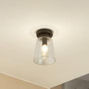 Lucande Badolo taklampe, svart, glass, Ø 15 cm, IP44