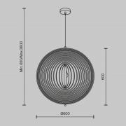 Maytoni Roots hengelampe, sfærisk form, Ø 60 cm, tre/svart