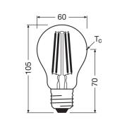 OSRAM LED glødepære E27 2,2W glødetråd 4000K 470lm 2-pk