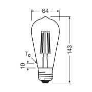 OSRAM LED-filamentpære E27 2,2W Filament 2,700K