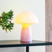 Dyberg Larsen Mushroom bordlampe, rosa, høyde 23 cm, glass