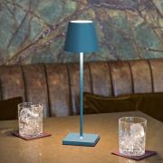 Nuindie LED oppladbar bordlampe, USB-C, blå, IP54, dimbar