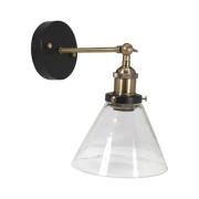 PR Home Lambda vegglampe, messing/klar, Ø 18 cm, glass