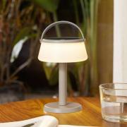 Lindby LED-bordlampe Mikkel, beige, dimbar, 7 cm